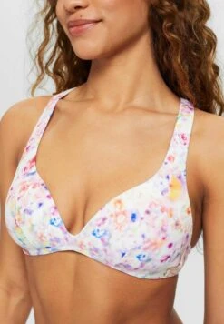 ESPRIT WATTIERTES MIT FLORALEM PRINT - Bikini-Top - Teal Blue