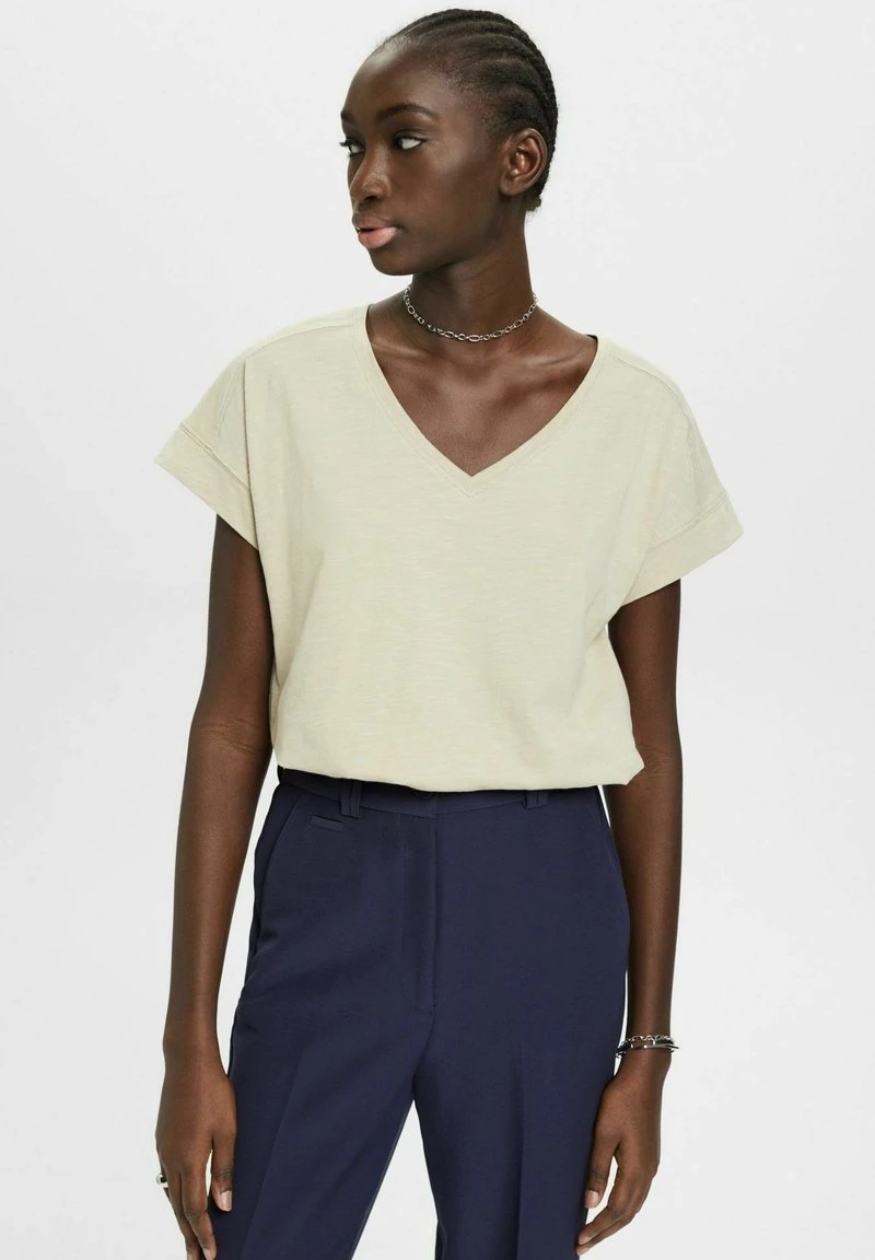 ESPRIT MIT V AUSSCHNITT - T-Shirt Basic - Dusty Green 3 ESPRIT MIT V AUSSCHNITT - T-Shirt Basic - Dusty Green