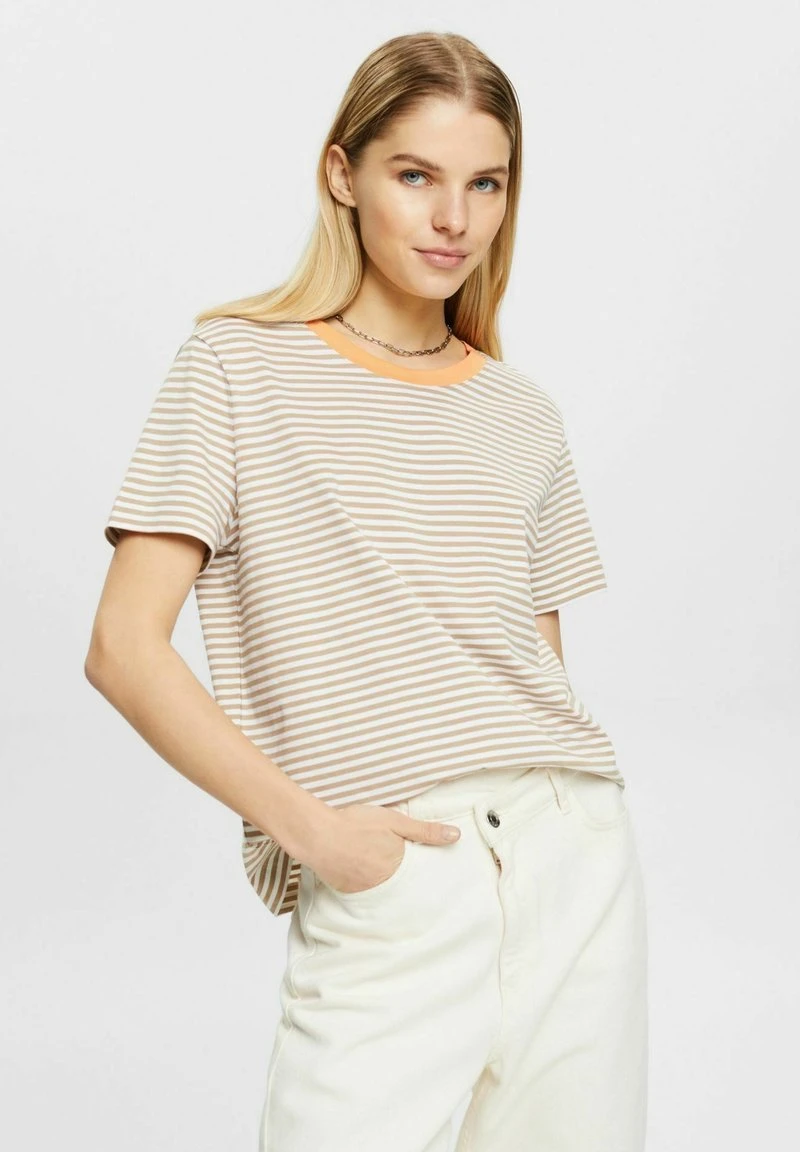 ESPRIT STRIPED CORE - T-Shirt Print - Taupe 3 ESPRIT STRIPED CORE - T-Shirt Print - Taupe