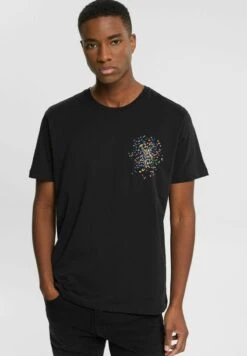 Edc By Esprit MIT PRINT AUF BRUSTHÖHE - T-Shirt Print - Black