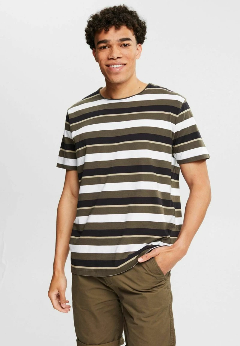 Edc By Esprit MIT STREIFENMUSTER - T-Shirt Print - Dark Khaki 3 Edc By Esprit MIT STREIFENMUSTER - T-Shirt Print - Dark Khaki
