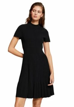 ESPRIT MIT PLISSEEFALTEN UND STEHKRAGEN - Strickkleid - Black