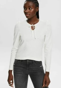 Edc By Esprit MIT KEYHOLE-DETAIL - Langarmshirt - Off White