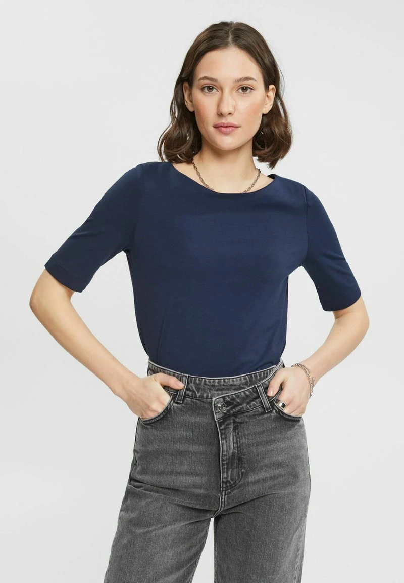 ESPRIT MIT U-BOOT-AUSSCHNITT - T-Shirt Basic - Navy 3 ESPRIT MIT U-BOOT-AUSSCHNITT - T-Shirt Basic - Navy