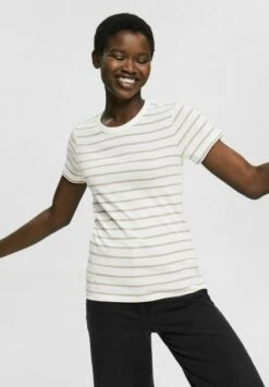 ESPRIT STRIPED - T-Shirt Print - Off White
