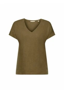 Edc By Esprit MIT V AUSSCHNITT - T-Shirt Basic - Khaki Green