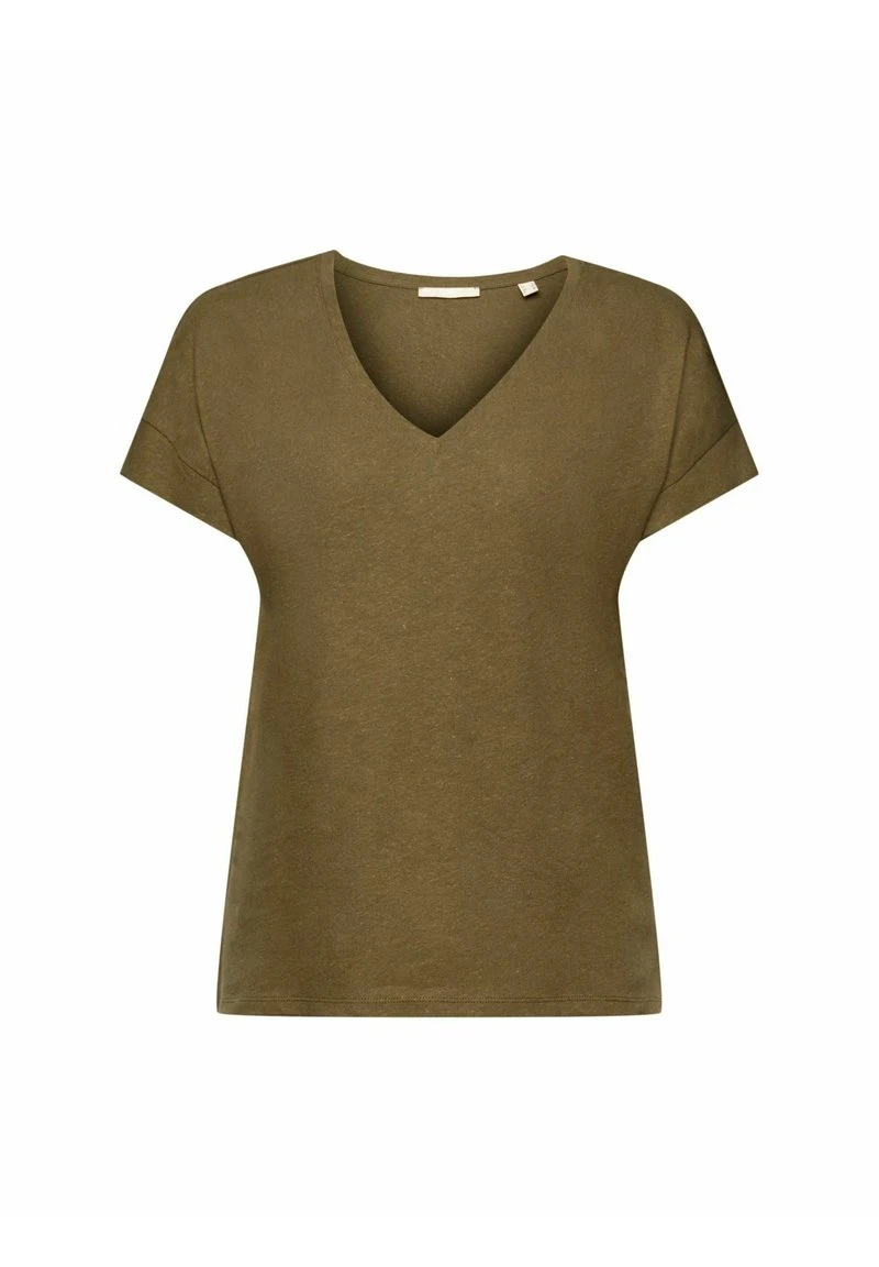 Edc By Esprit MIT V AUSSCHNITT - T-Shirt Basic - Khaki Green 3 Edc By Esprit MIT V AUSSCHNITT - T-Shirt Basic - Khaki Green
