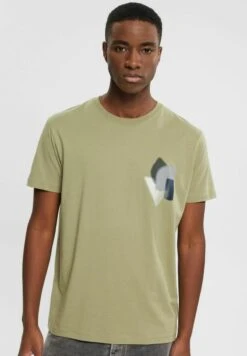 Edc By Esprit MIT PRINT AUF BRUSTHÖHE - T-Shirt Print - Light Khaki