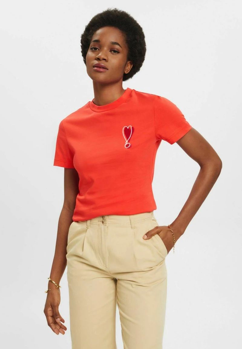 ESPRIT MIT GESTICKTEM HERZMOTIV - T-Shirt Print - Orange Red New 3 ESPRIT MIT GESTICKTEM HERZMOTIV - T-Shirt Print - Orange Red New