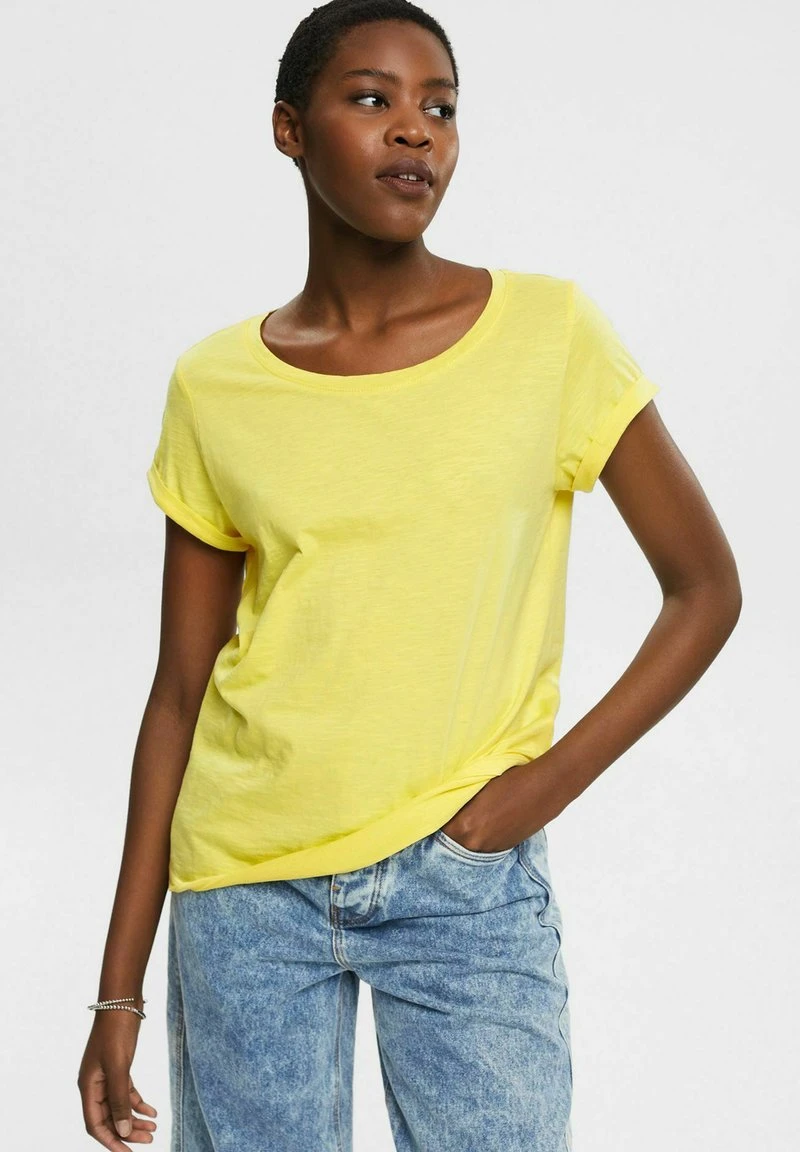 Edc By Esprit SLUB ROUND NECK - T-Shirt Basic - Light Yellow 3 Edc By Esprit SLUB ROUND NECK - T-Shirt Basic - Light Yellow