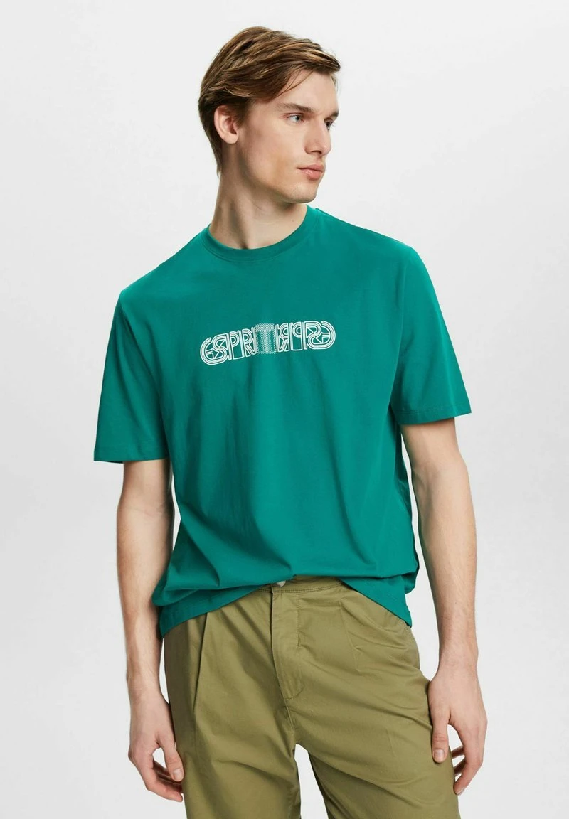 Edc By Esprit MIT LOGO-PRINT IN LOCKERER PASSFORM - T-Shirt Print - Emerald Green 3 Edc By Esprit MIT LOGO-PRINT IN LOCKERER PASSFORM - T-Shirt Print - Emerald Green