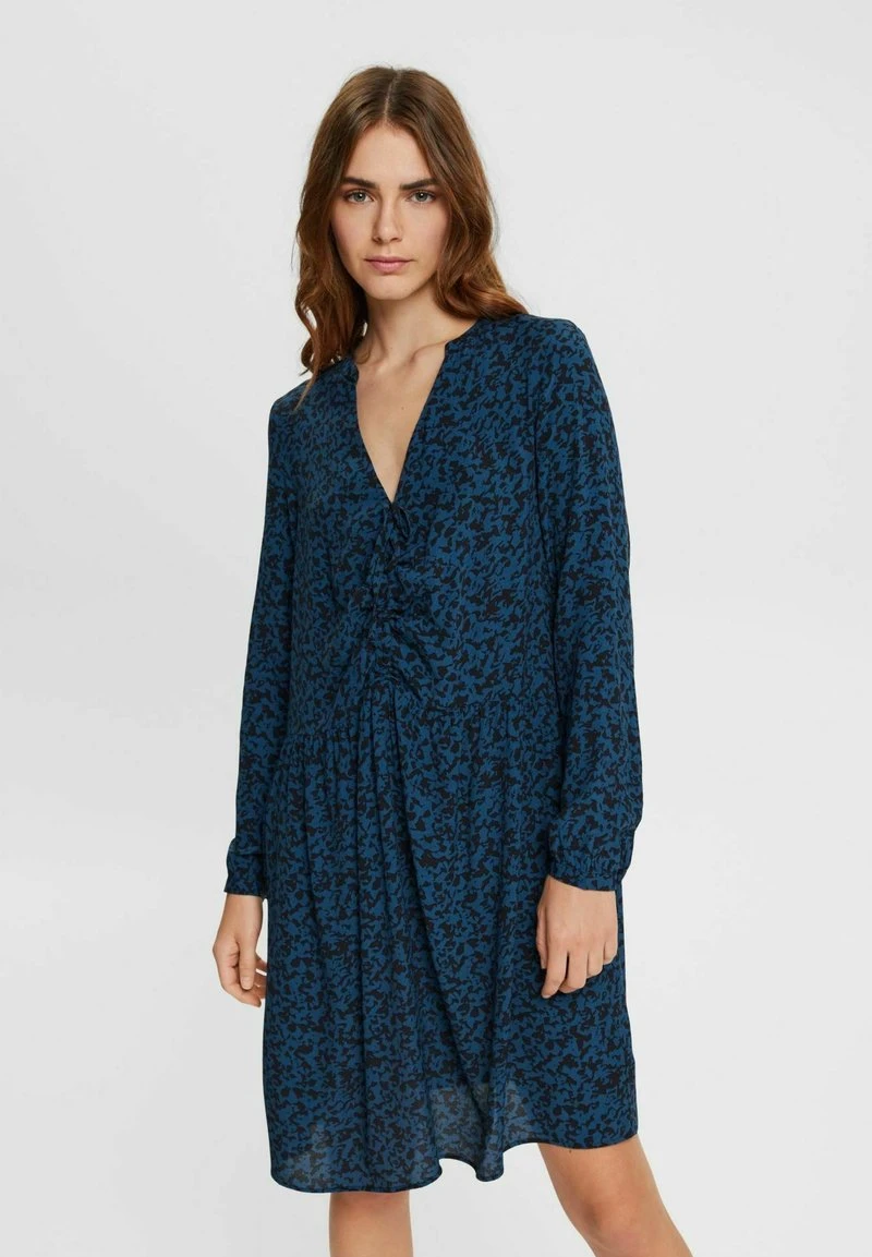 ESPRIT GEMUSTERTES AUS MIT V-AUSSCHNITT - Freizeitkleid - Petrol Blue 3 ESPRIT GEMUSTERTES AUS MIT V-AUSSCHNITT - Freizeitkleid - Petrol Blue