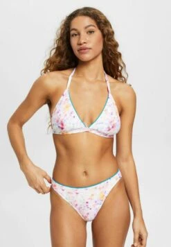 ESPRIT WATTIERTES NECKHOLDER MIT FLORALEM PRINT - Bikini-Top - Teal Blue