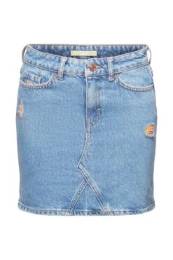 Edc By Esprit Denim-Minirock Mit Gerippten Details Blue Medium Washed