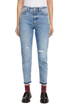 Edc By Esprit Destroyed-Jeans Im Mom-Fit Blue Medium Washed -Esprit edc by esprit destroyed jeans im mom fit blue medium washed 1