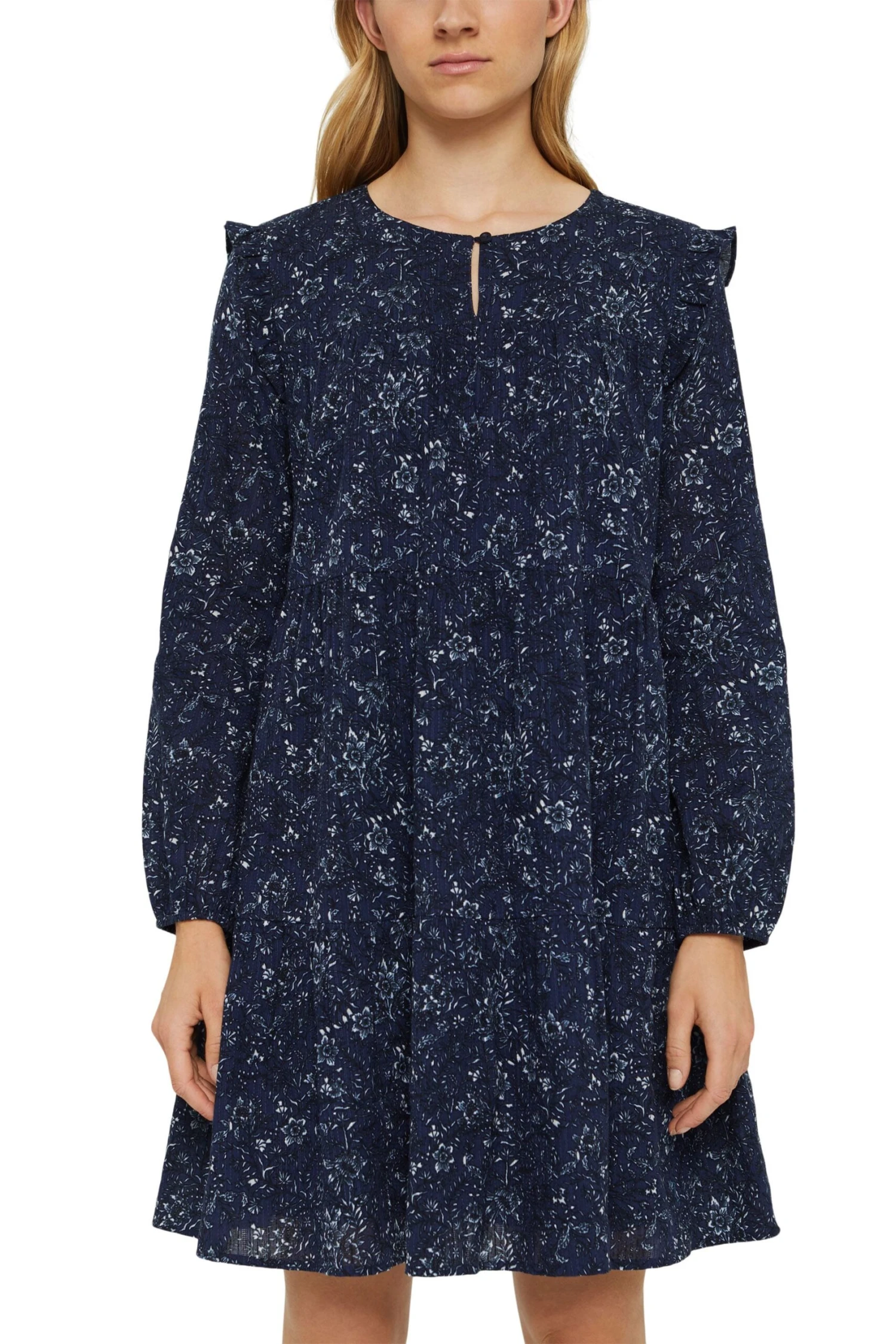 Edc By Esprit Print-Kleid Mit Rüschen Navy 4 5 Edc By Esprit Print-Kleid Mit Rüschen Navy 4 – Bild 3