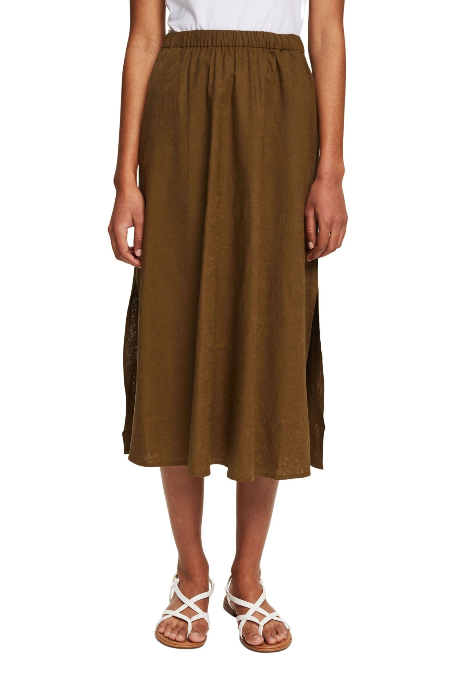 Edc By Esprit Skirts Light Woven Midi Khaki Green 4 Edc By Esprit Skirts Light Woven Midi Khaki Green – Bild 2