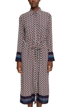ESPRIT Gemustertes Hemdblusenkleid Navy -Esprit esprit gemustertes hemdblusenkleid navy 1