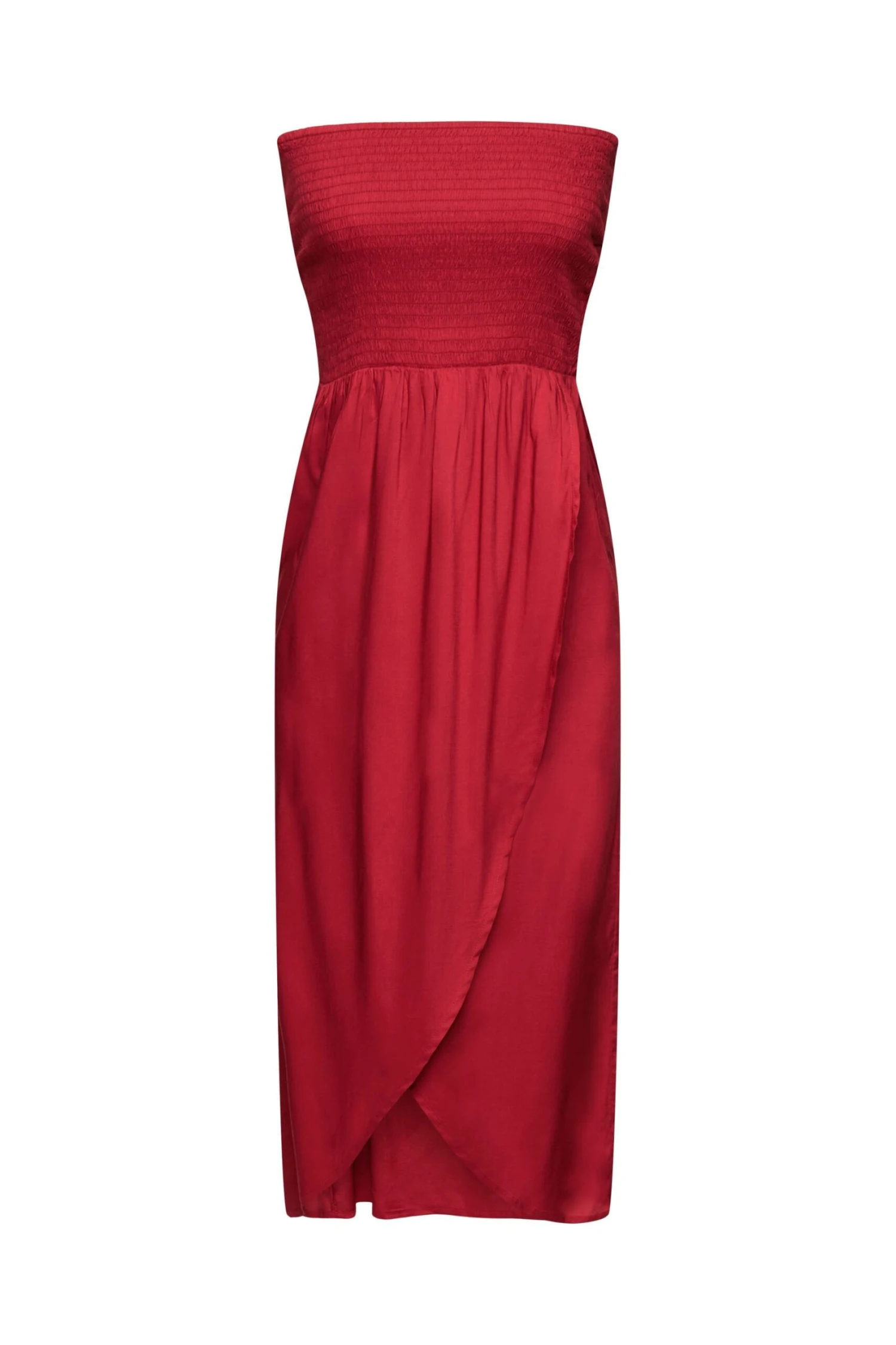 ESPRIT Gesmoktes Schlauchkleid In Midilänge Dark Red 3 ESPRIT Gesmoktes Schlauchkleid In Midilänge Dark Red