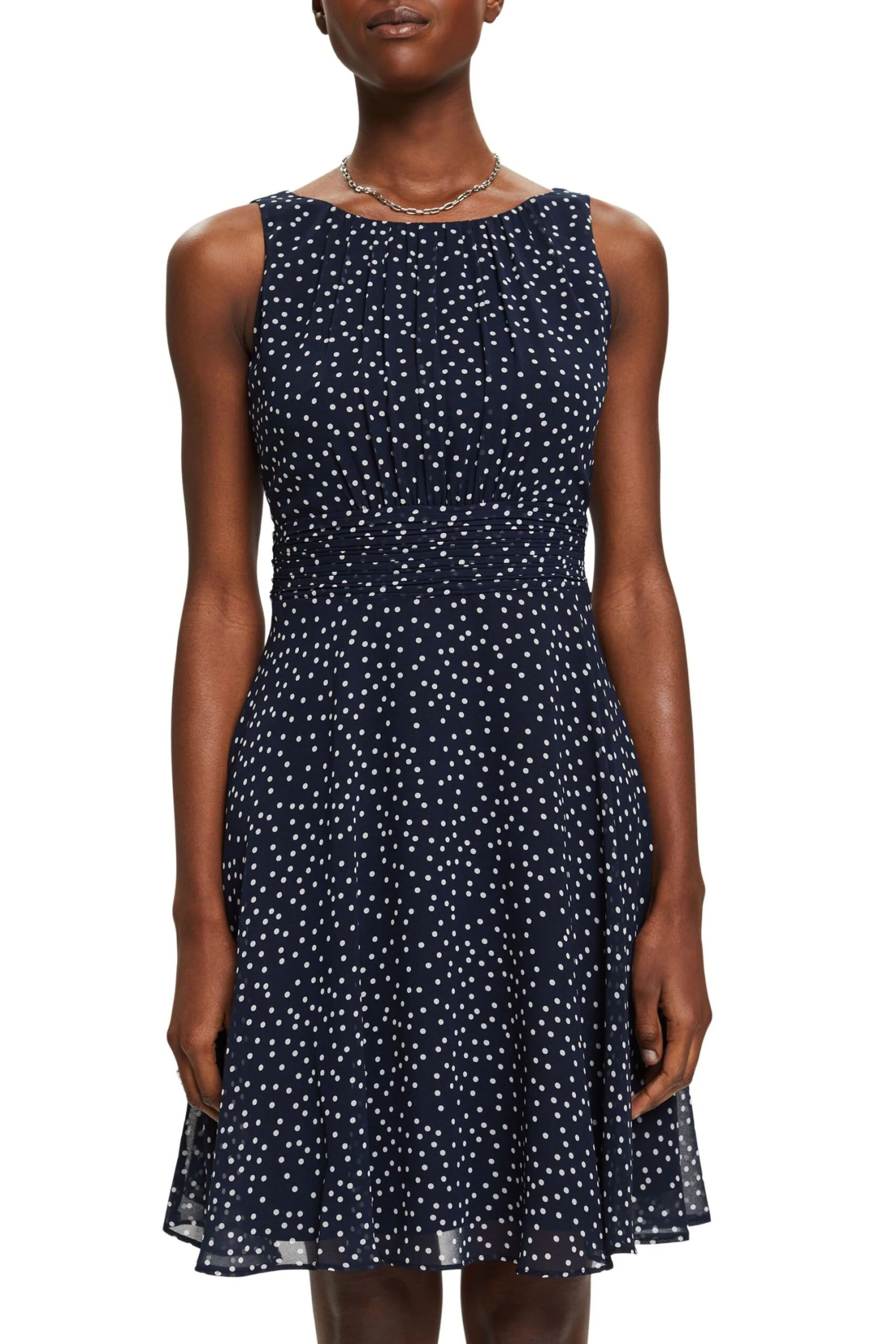 ESPRIT Kleid Mit Geraffter Taille Navy Blue 4 ESPRIT Kleid Mit Geraffter Taille Navy Blue – Bild 2