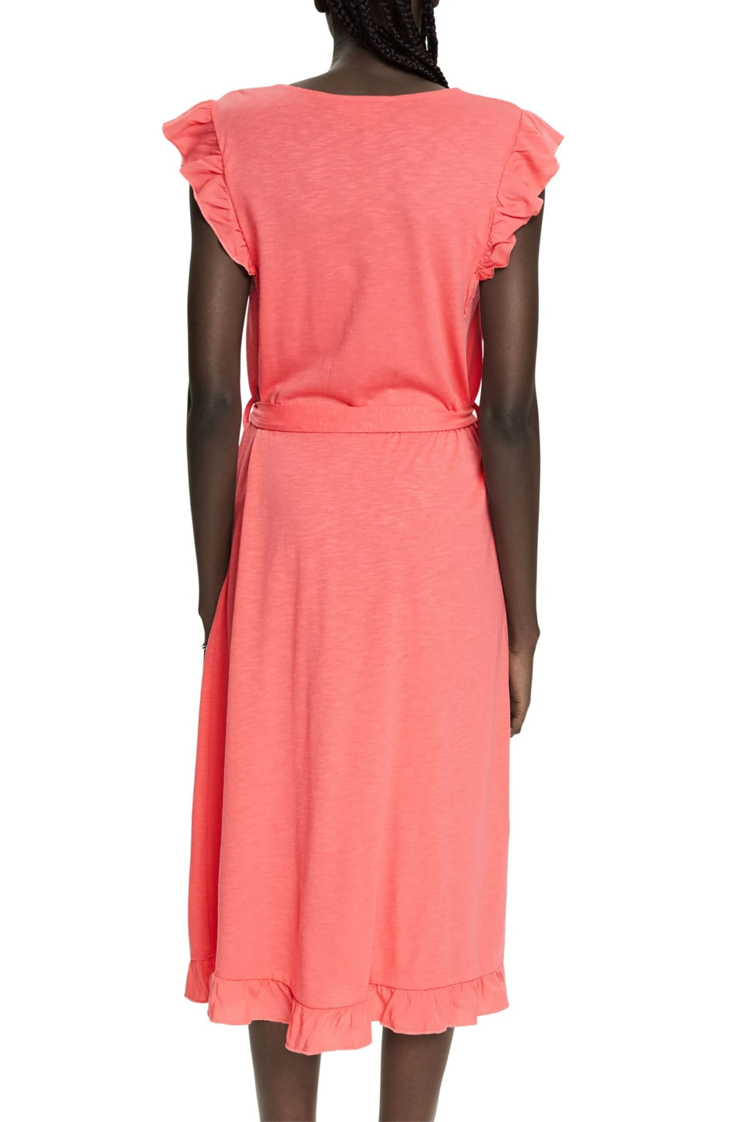 ESPRIT Midikleid Mit Bindegürtel Coral Red 5 ESPRIT Midikleid Mit Bindegürtel Coral Red – Bild 3