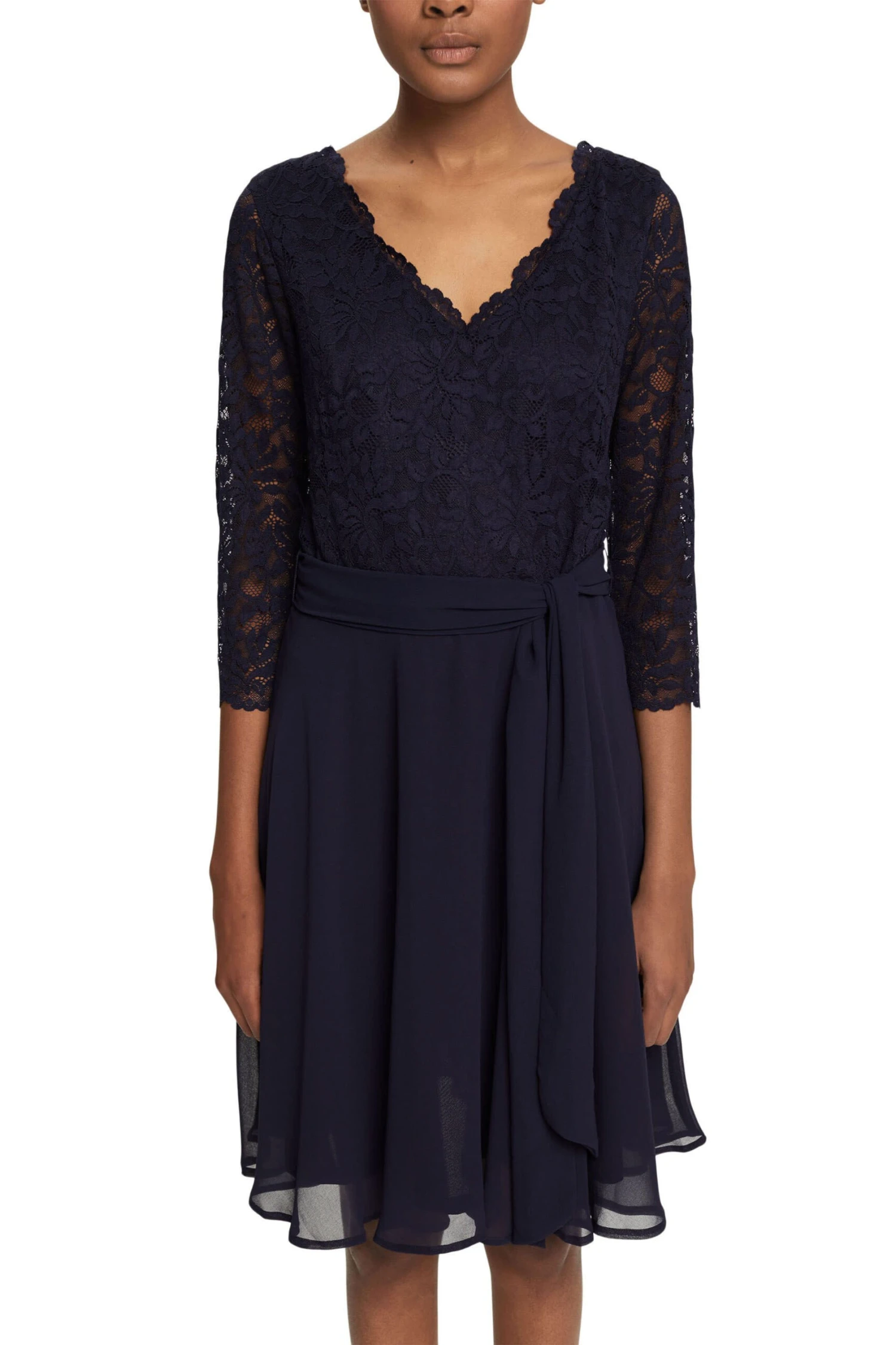 ESPRIT Midikleid Mit Spitze Navy 4 ESPRIT Midikleid Mit Spitze Navy – Bild 2