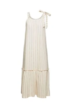ESPRIT Midikleid Mit Webstreifen Off White