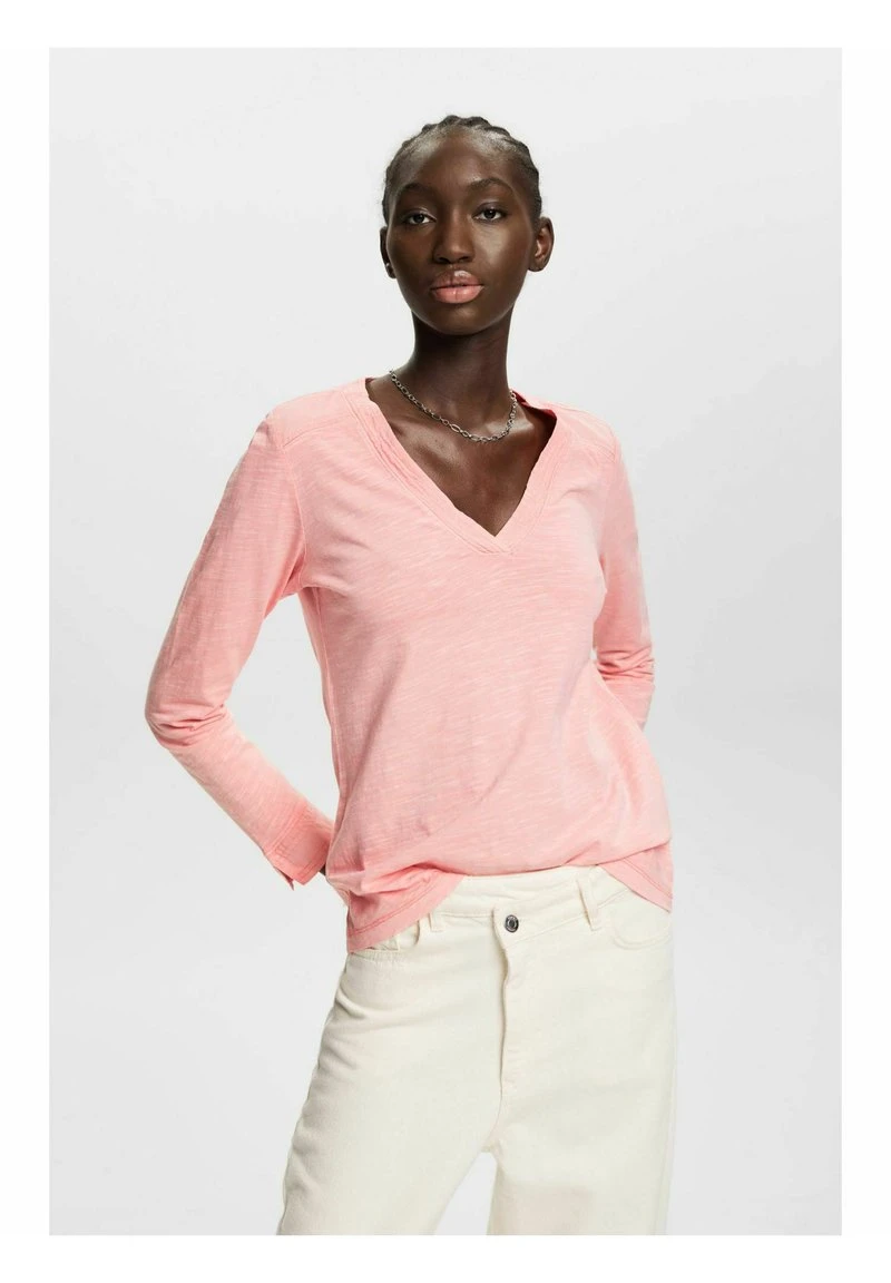 ESPRIT LONGSLEEVE MIT V AUSSCHNITT - Langarmshirt - Pink 3 ESPRIT LONGSLEEVE MIT V AUSSCHNITT - Langarmshirt - Pink